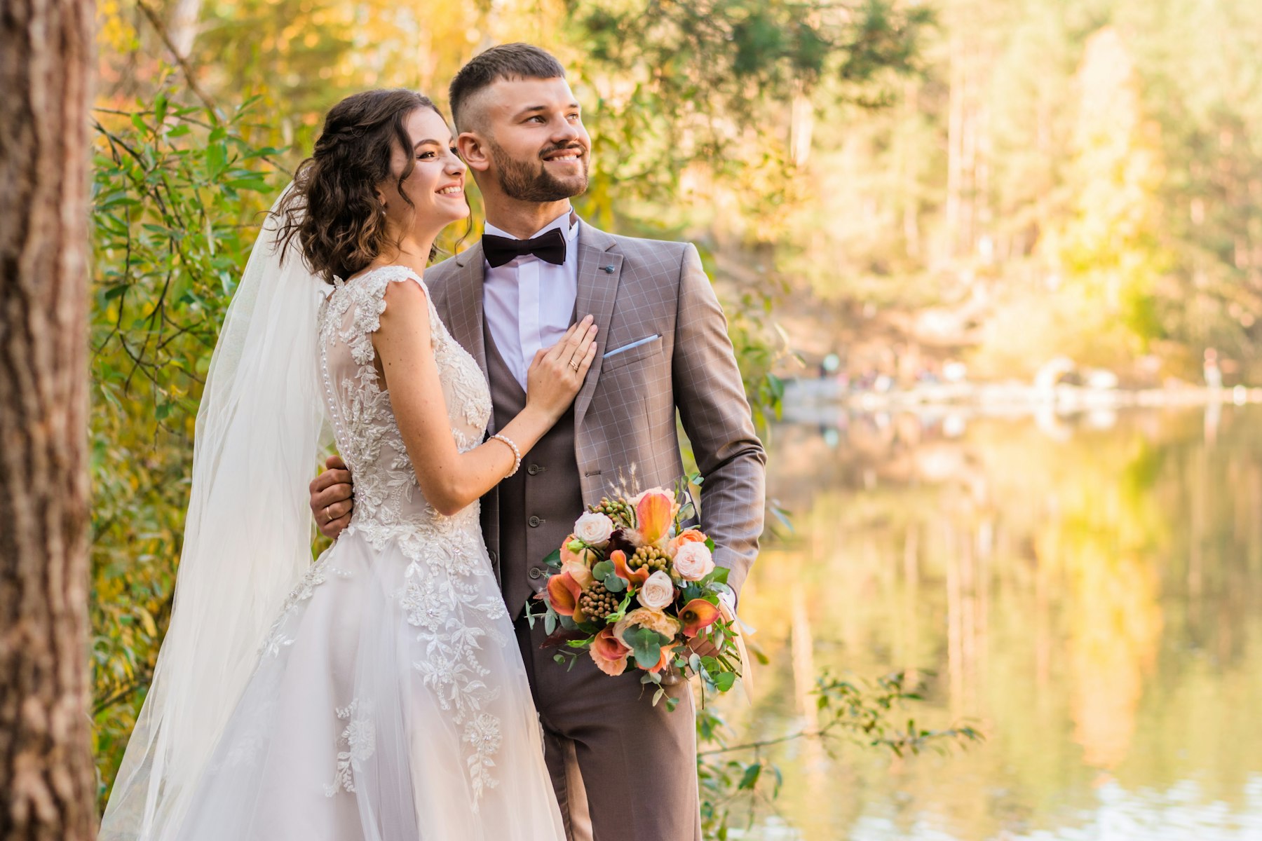 Couple portrait during golden hour